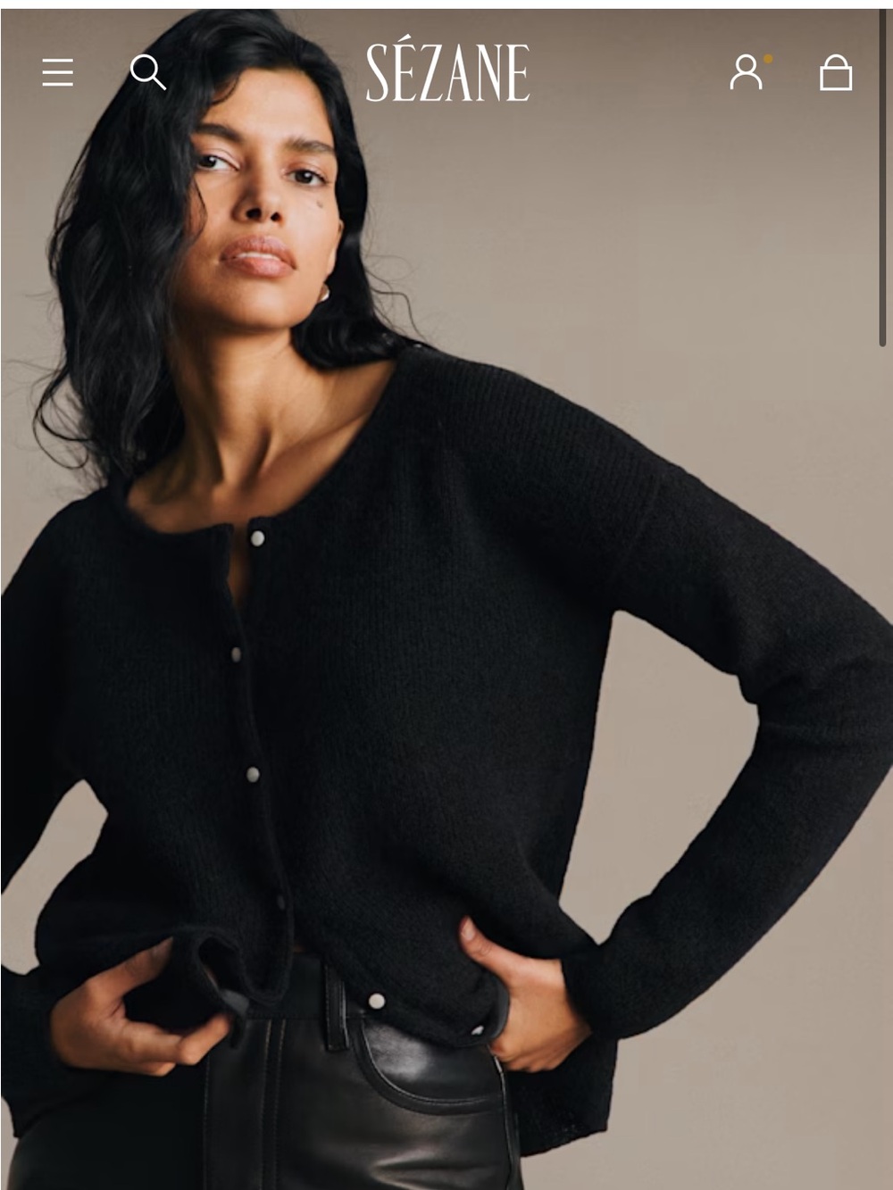Black Button-Front Cardigan Sweater